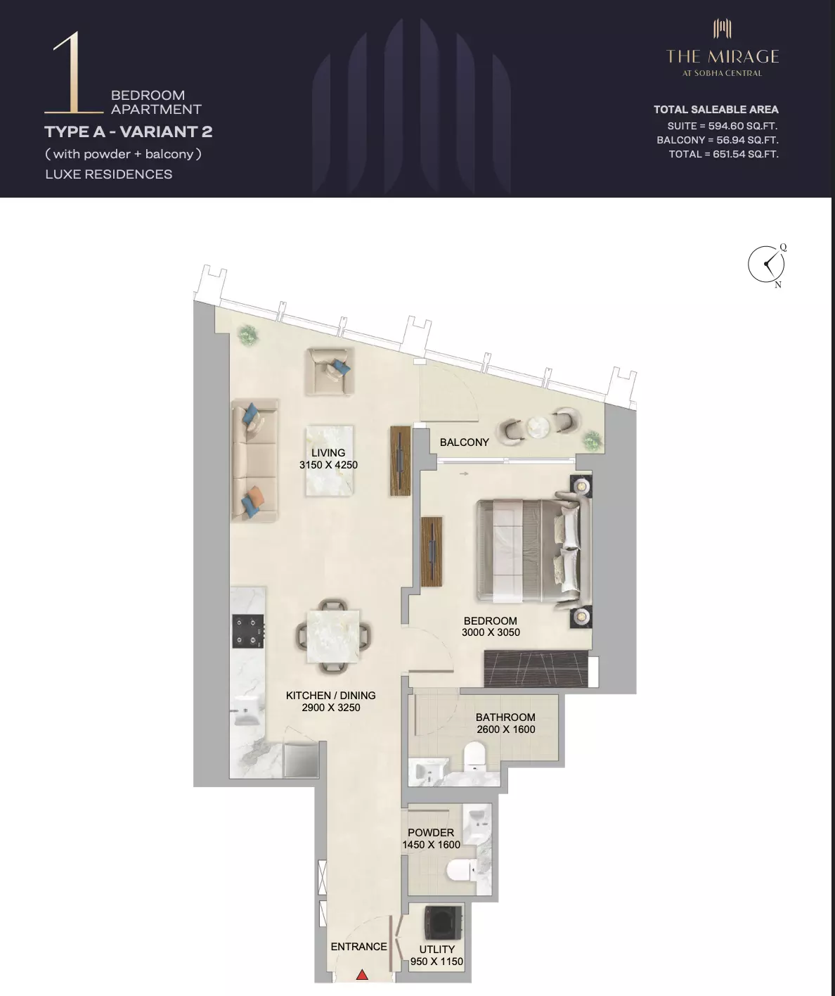 typeSize floor plan for The Mirage