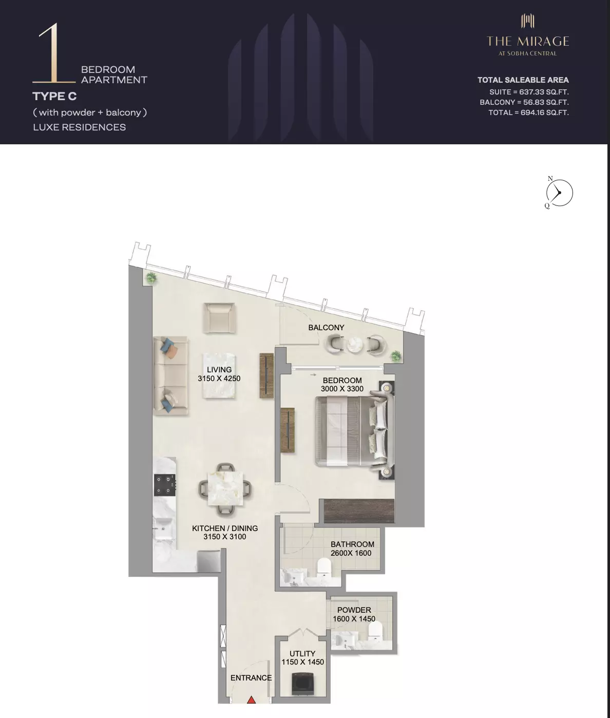 typeSize floor plan for The Mirage