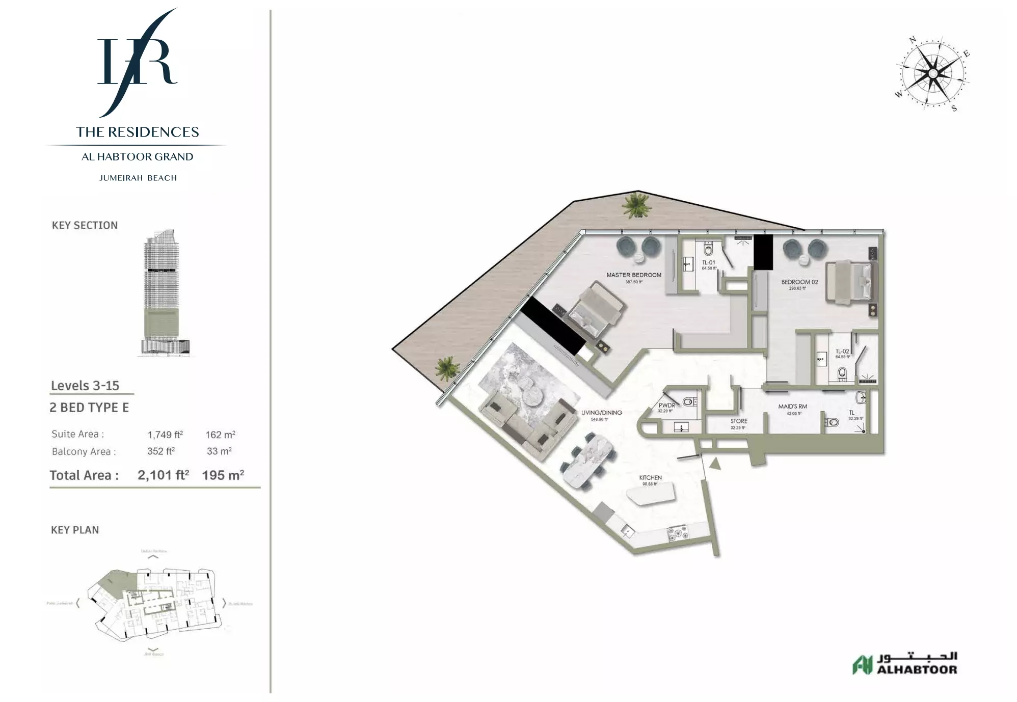 typeSize floor plan for The Residences Al Habtoor Grand