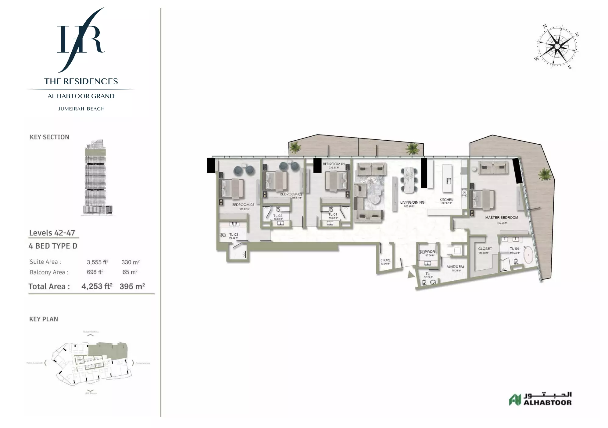 typeSize floor plan for The Residences Al Habtoor Grand