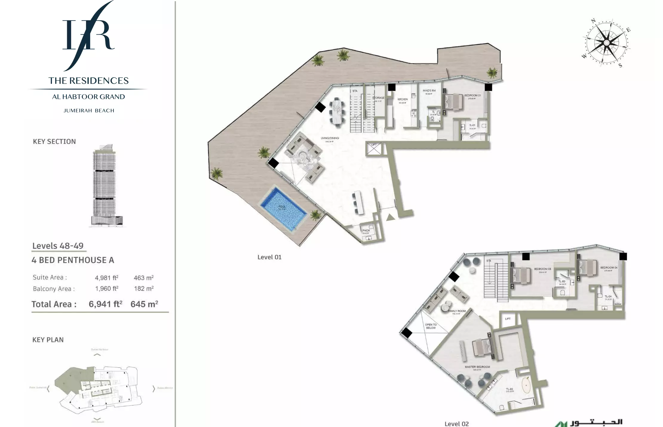 typeSize floor plan for The Residences Al Habtoor Grand