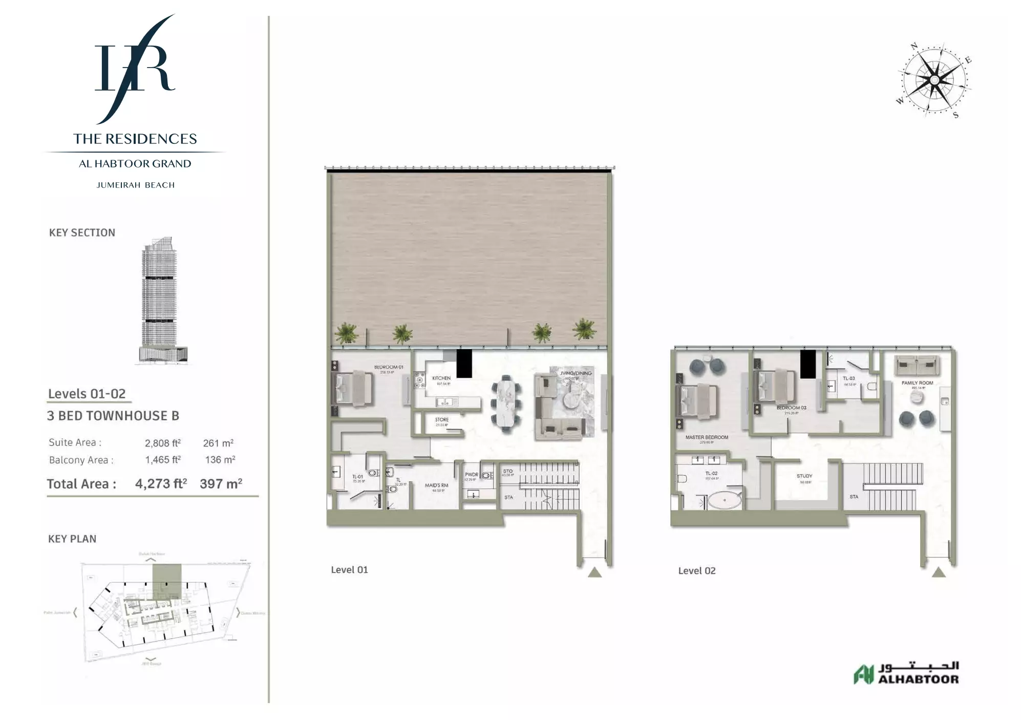 typeSize floor plan for The Residences Al Habtoor Grand