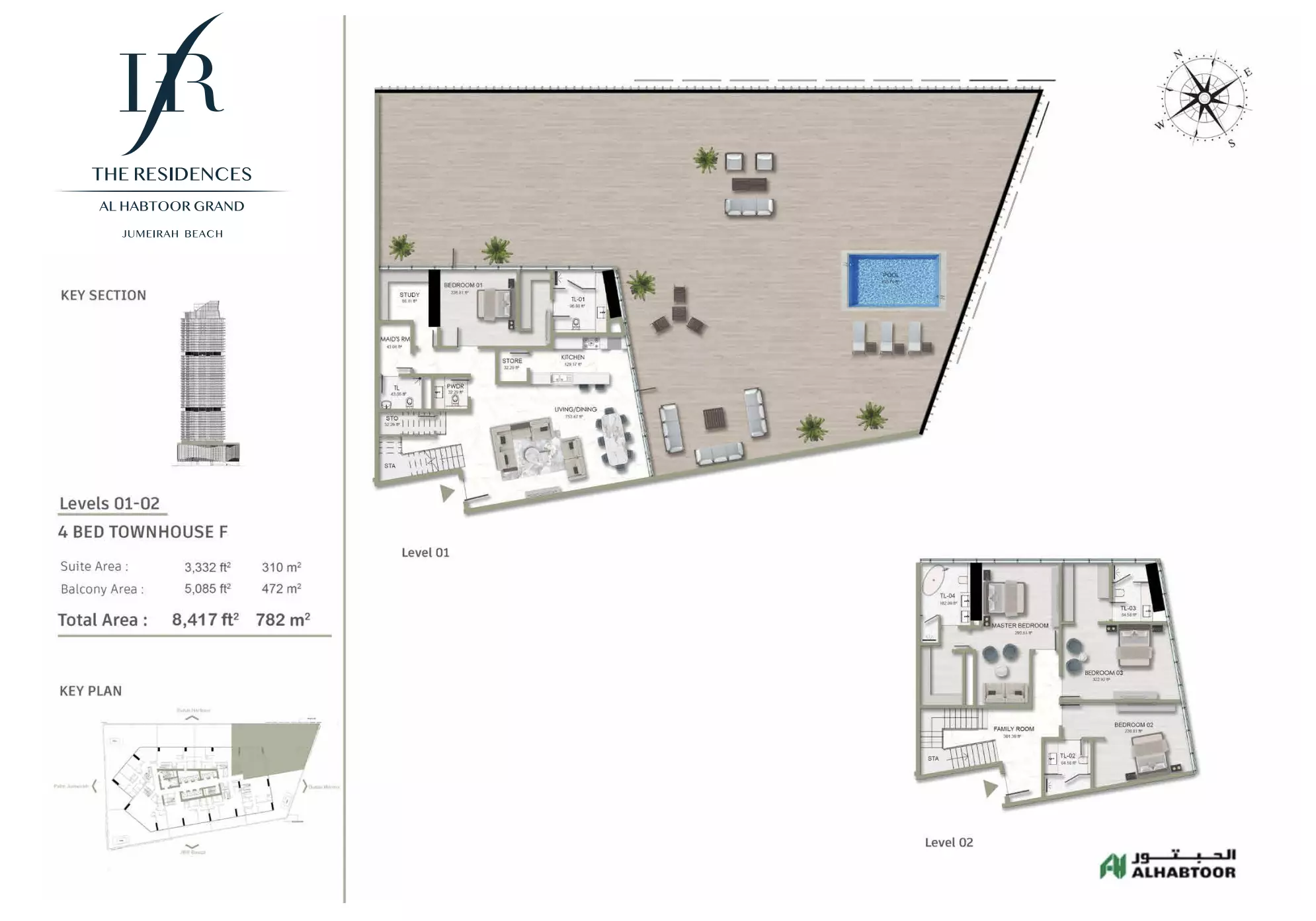 typeSize floor plan for The Residences Al Habtoor Grand