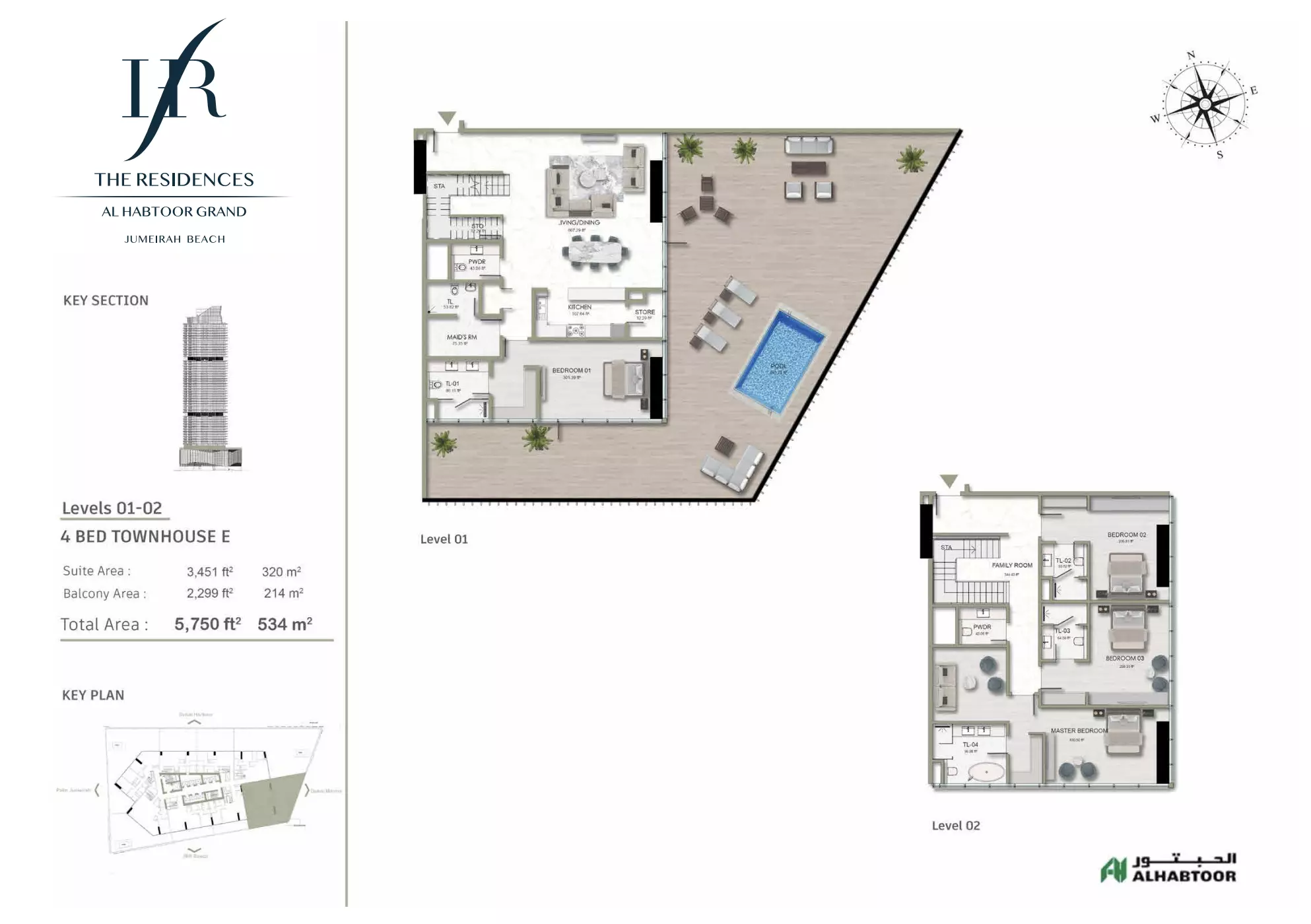 typeSize floor plan for The Residences Al Habtoor Grand