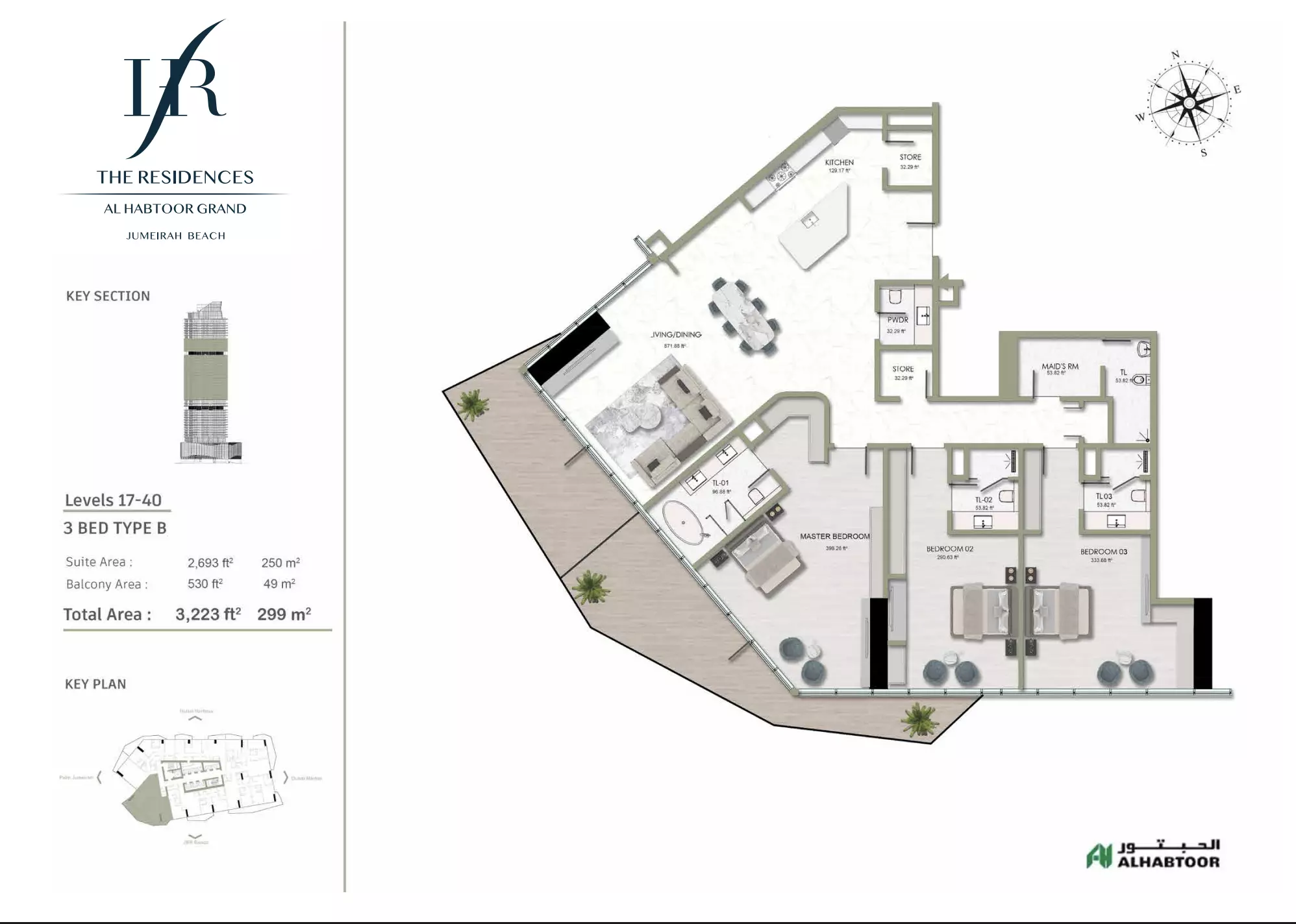 typeSize floor plan for The Residences Al Habtoor Grand