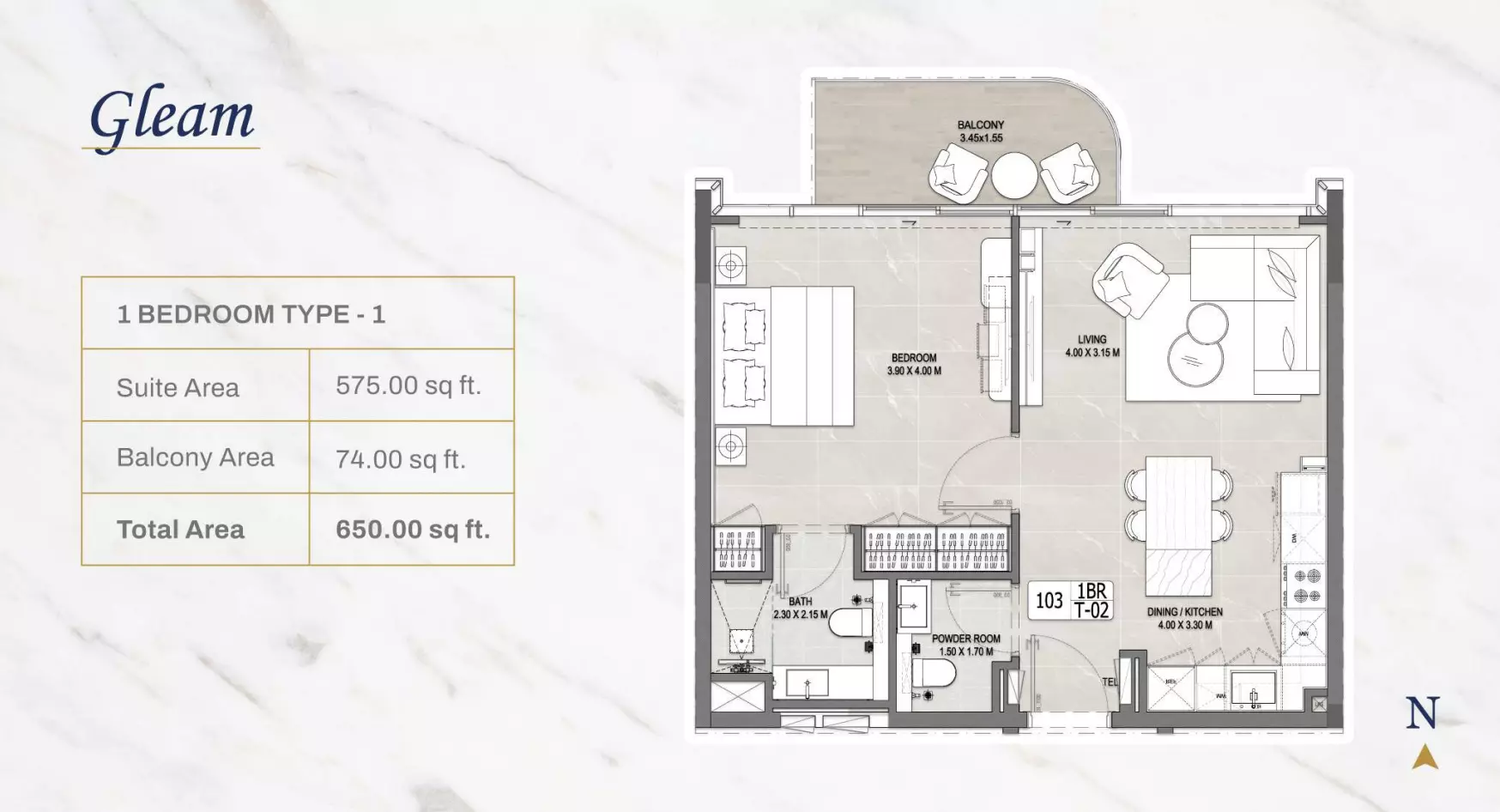 typeSize floor plan for Vedaire Residences