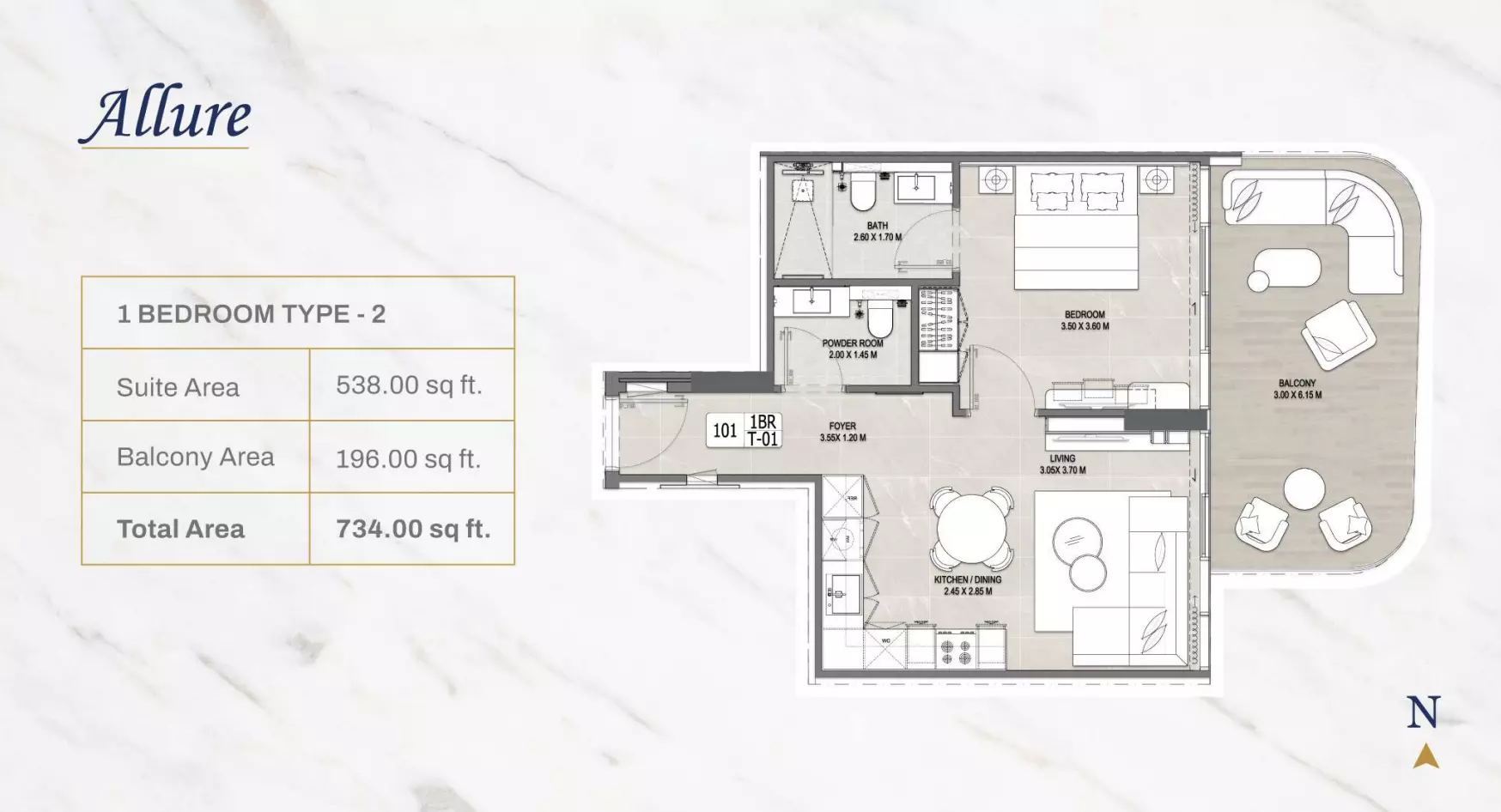 typeSize floor plan for Vedaire Residences