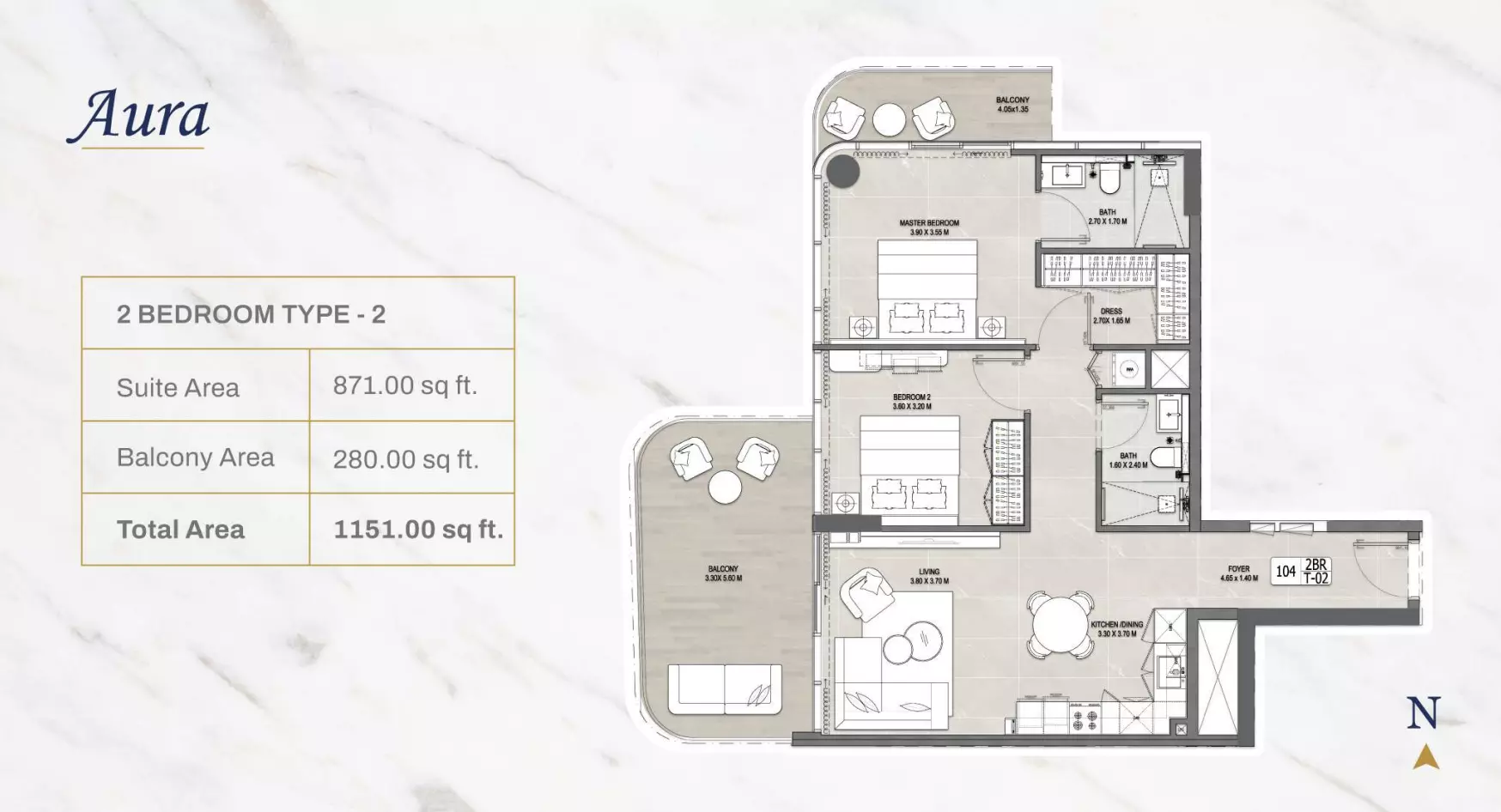 typeSize floor plan for Vedaire Residences