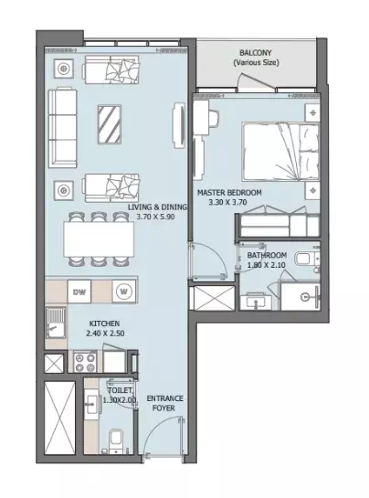 typeSize floor plan for Verdana X