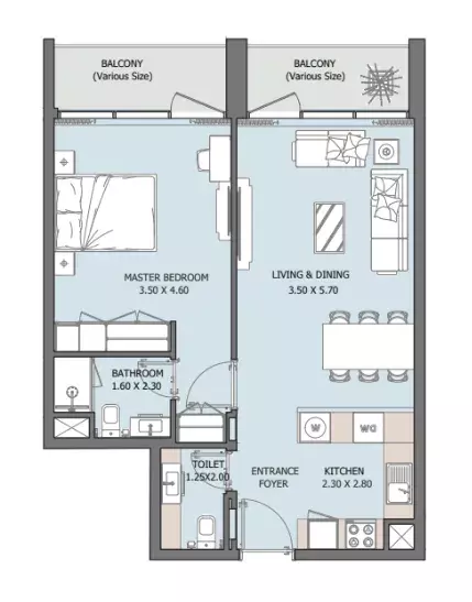 typeSize floor plan for Verdana X