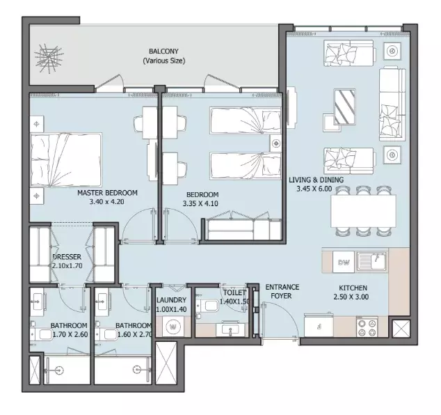 typeSize floor plan for Verdana X