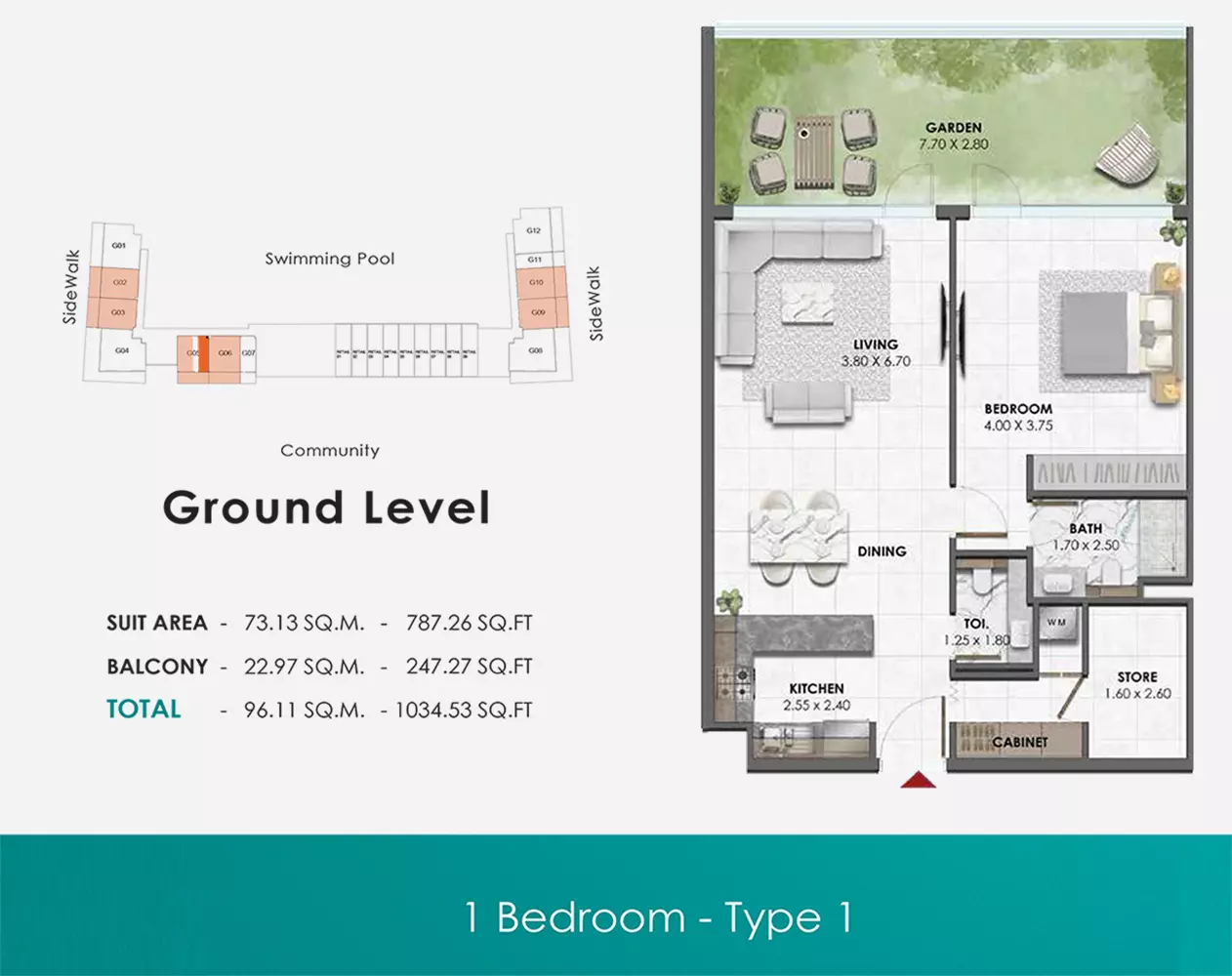 typeSize floor plan for Waref Residences