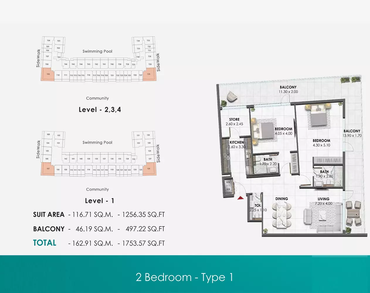 typeSize floor plan for Waref Residences