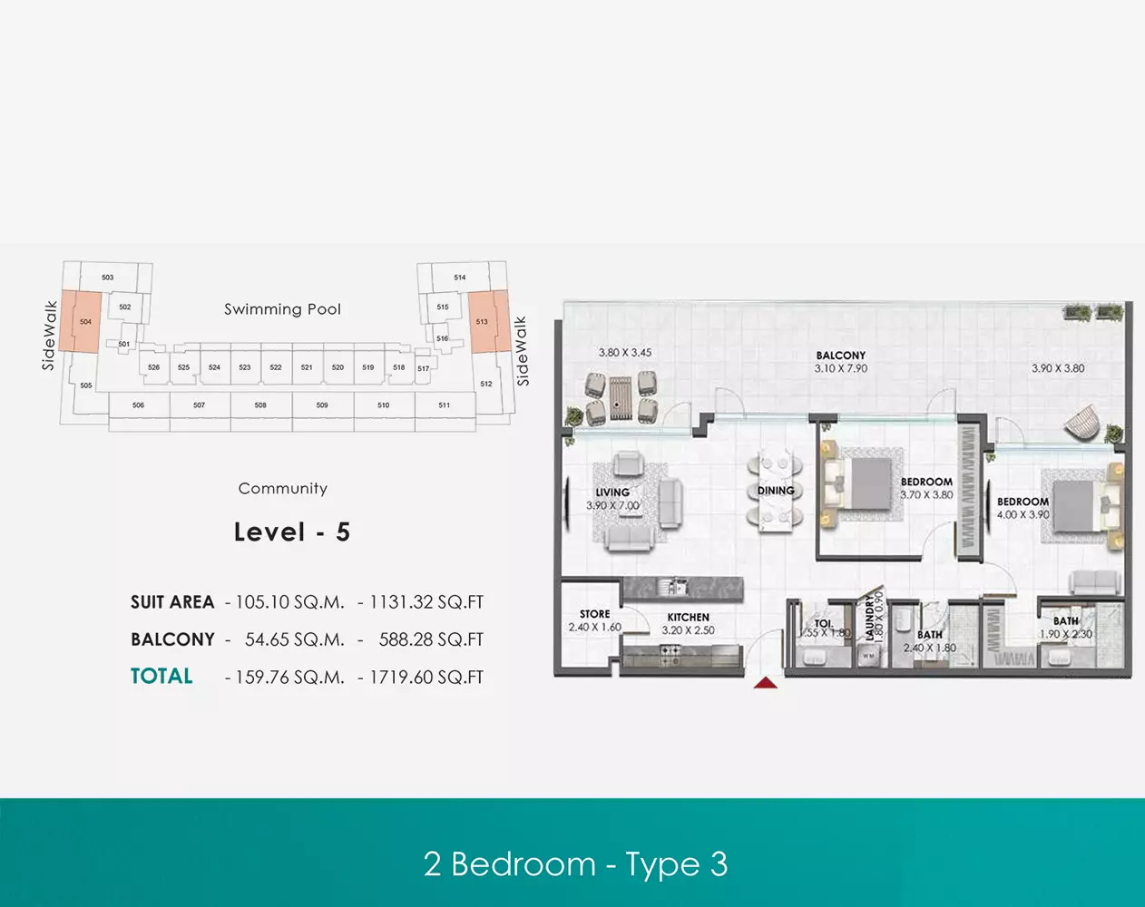 typeSize floor plan for Waref Residences
