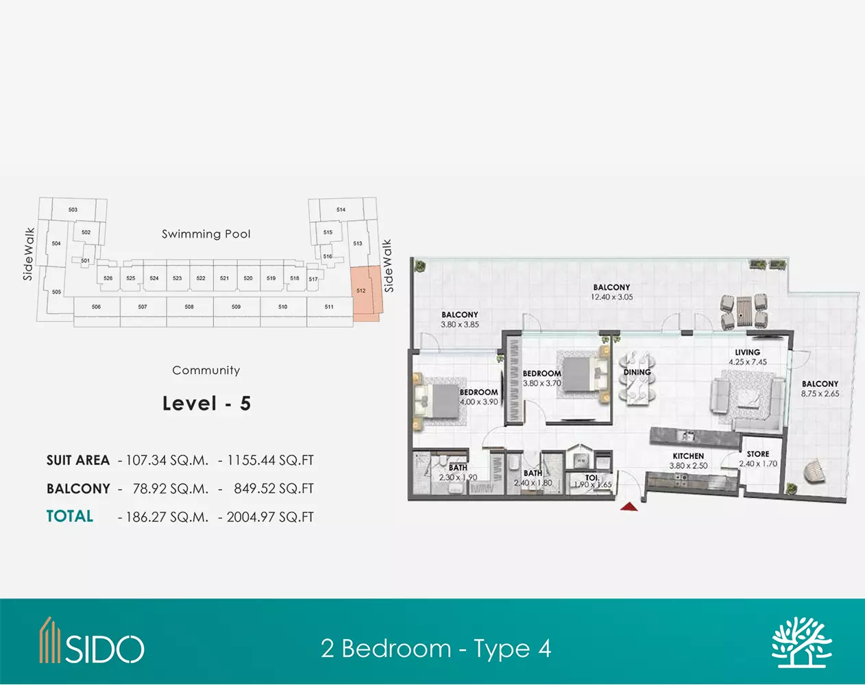 typeSize floor plan for Waref Residences