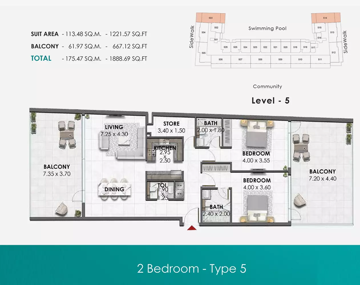 typeSize floor plan for Waref Residences