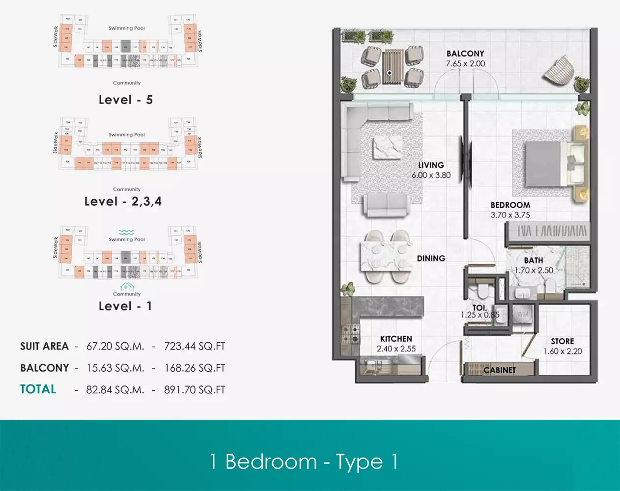 typeSize floor plan for Waref Residences