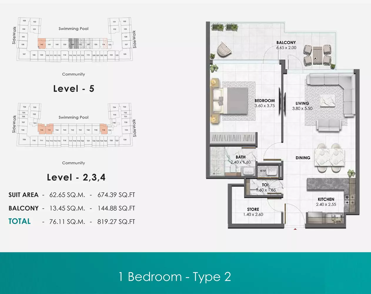 typeSize floor plan for Waref Residences