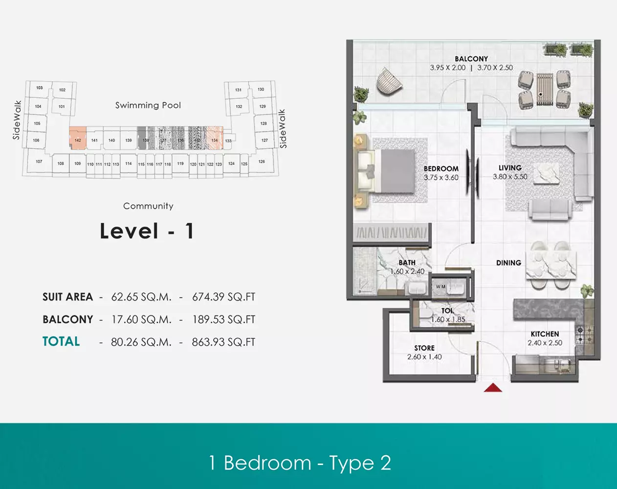 typeSize floor plan for Waref Residences