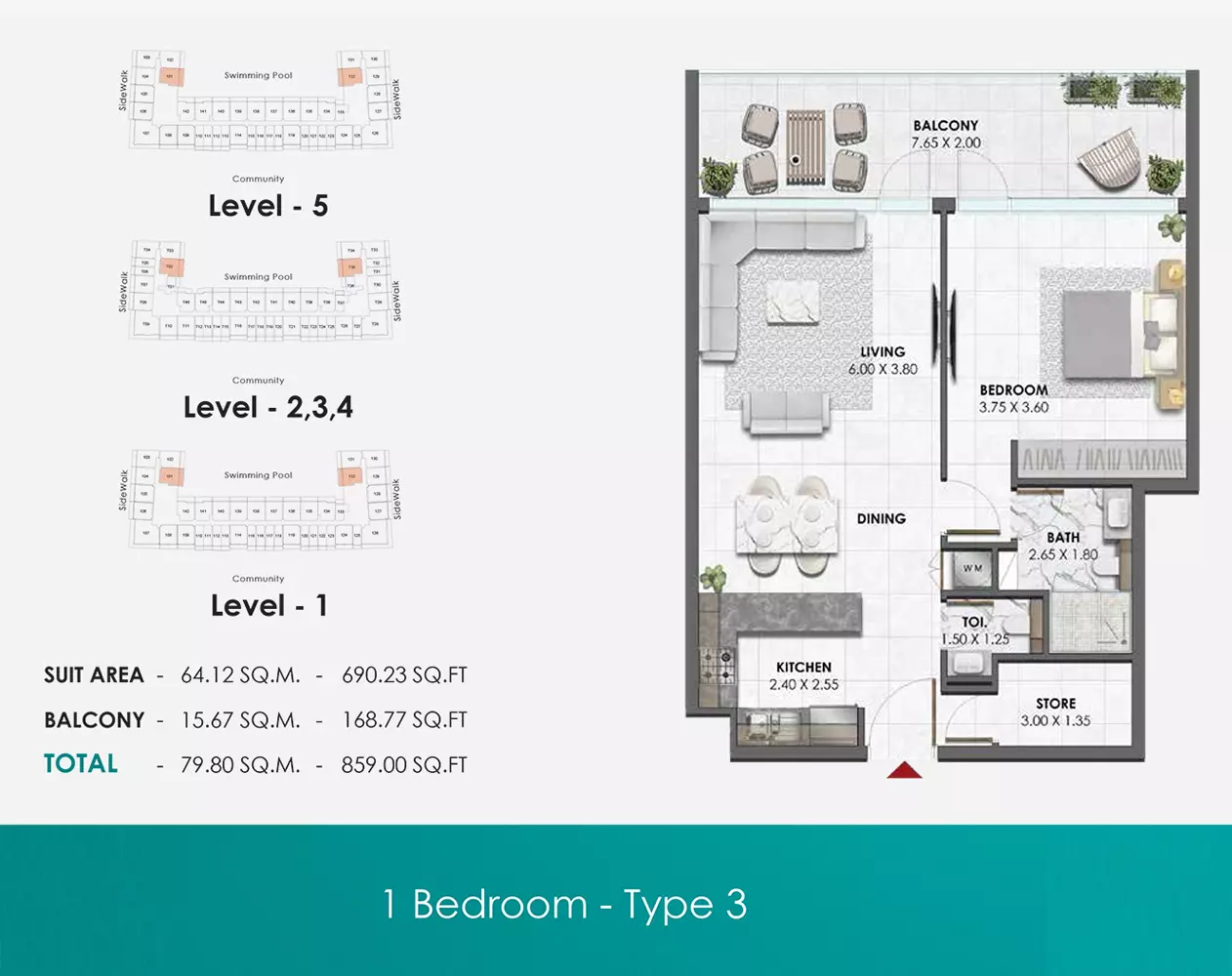 typeSize floor plan for Waref Residences