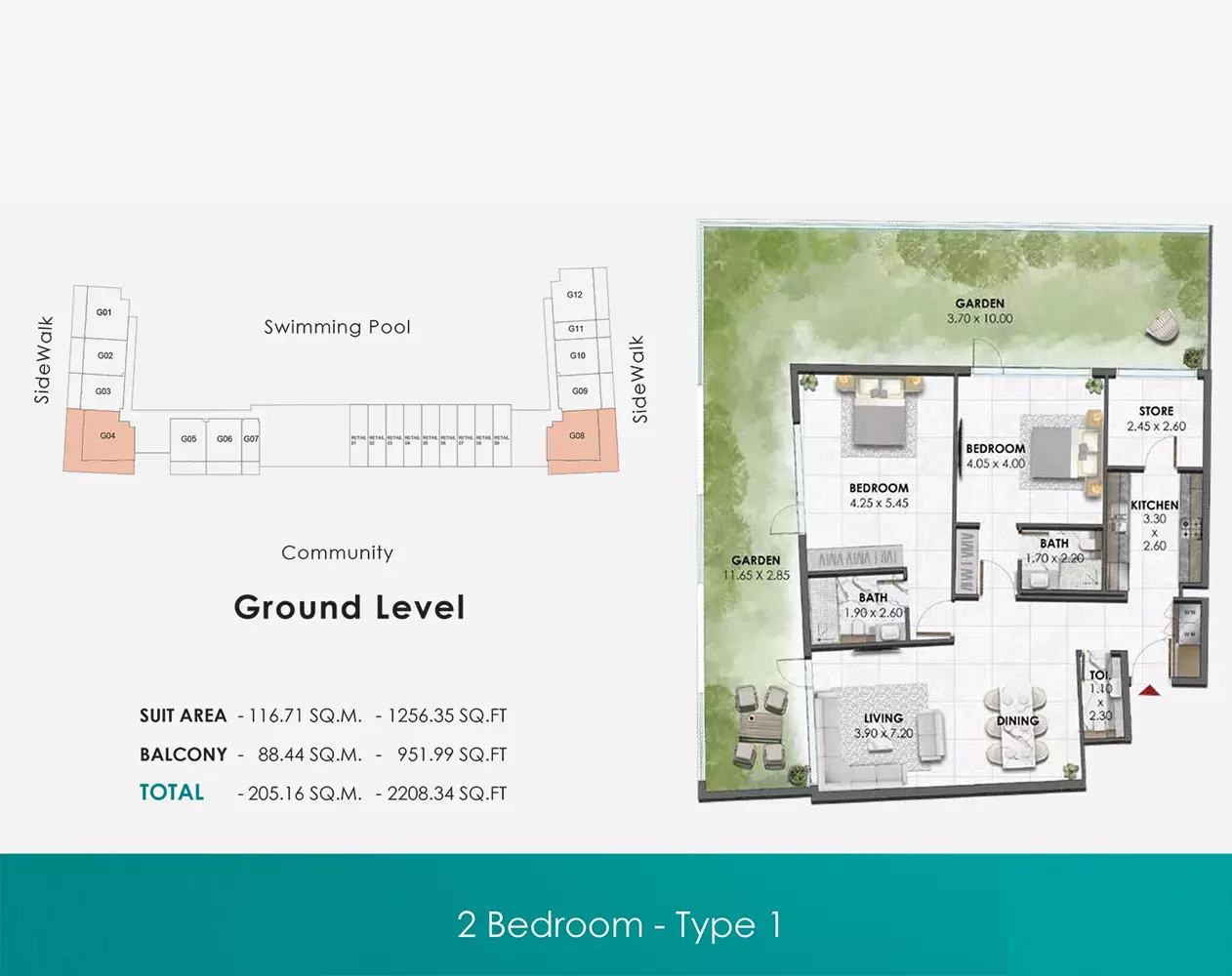 typeSize floor plan for Waref Residences