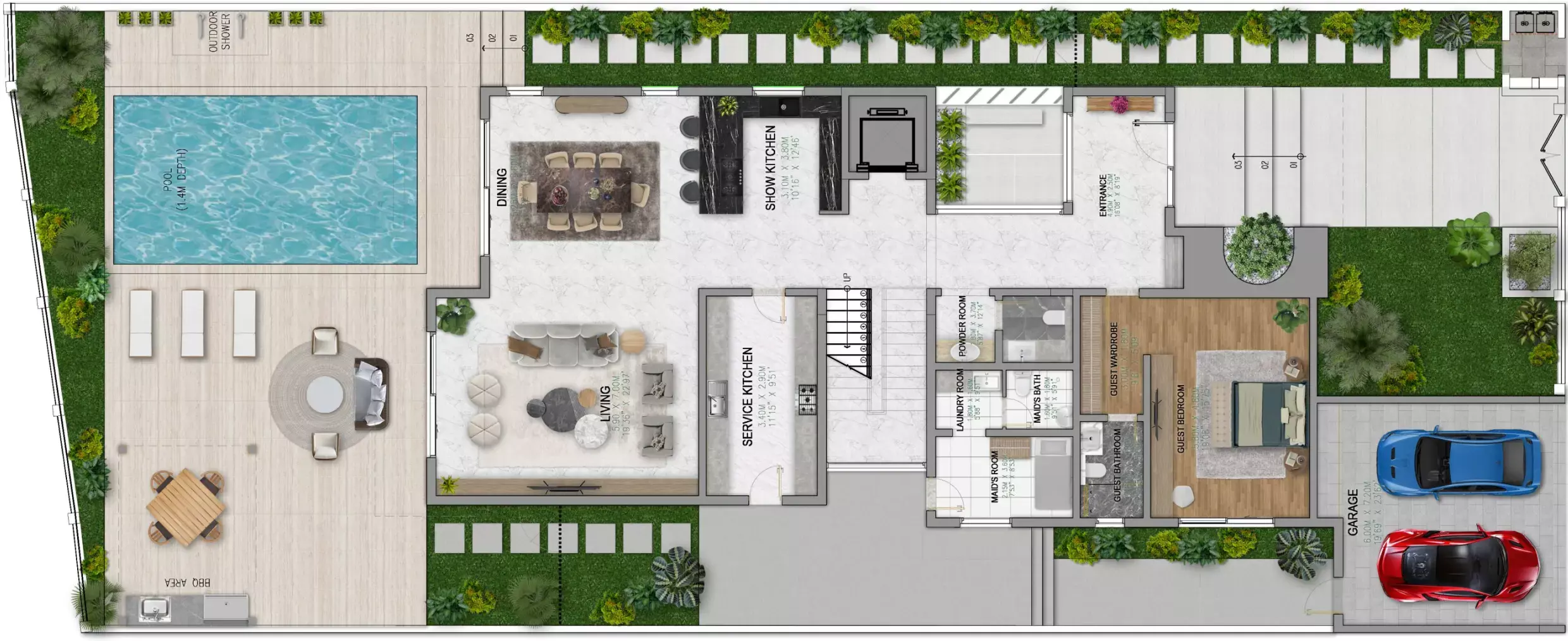 typeSize floor plan for Waterfront Villas by Alexander