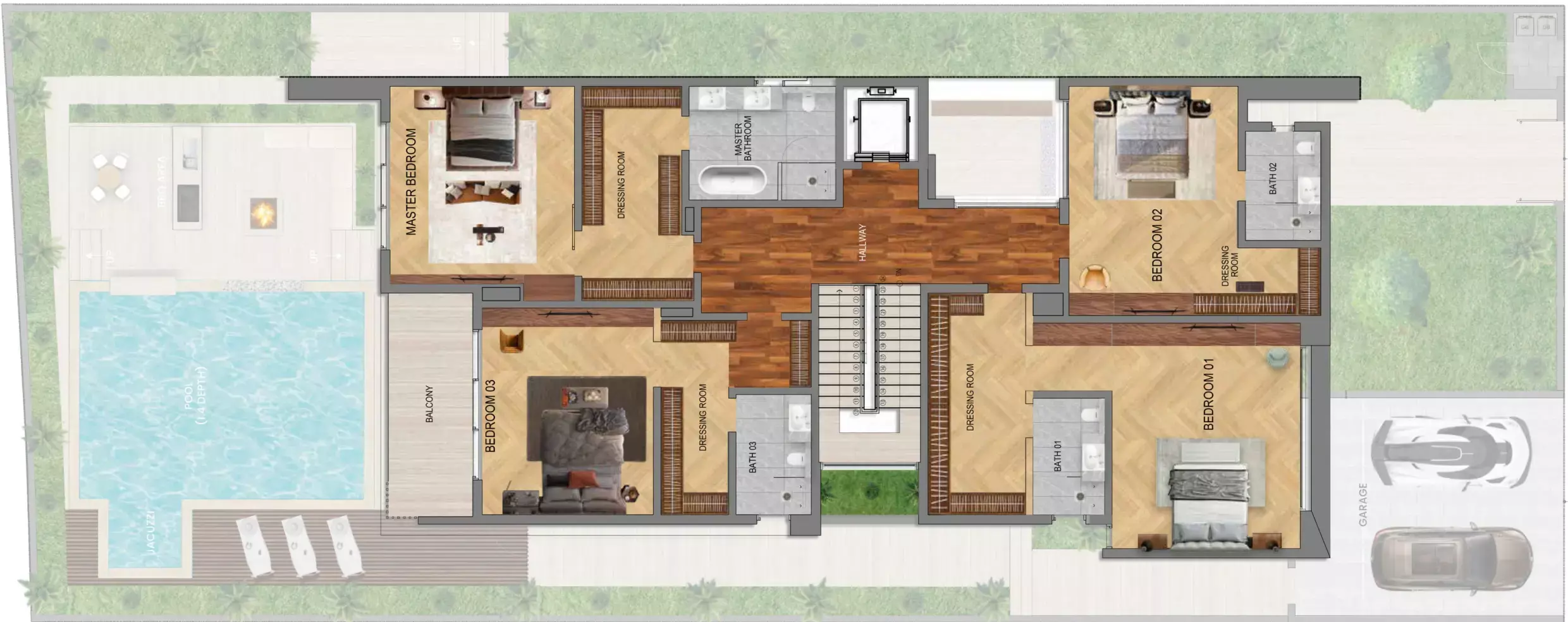 typeSize floor plan for Waterfront Villas by Alexander