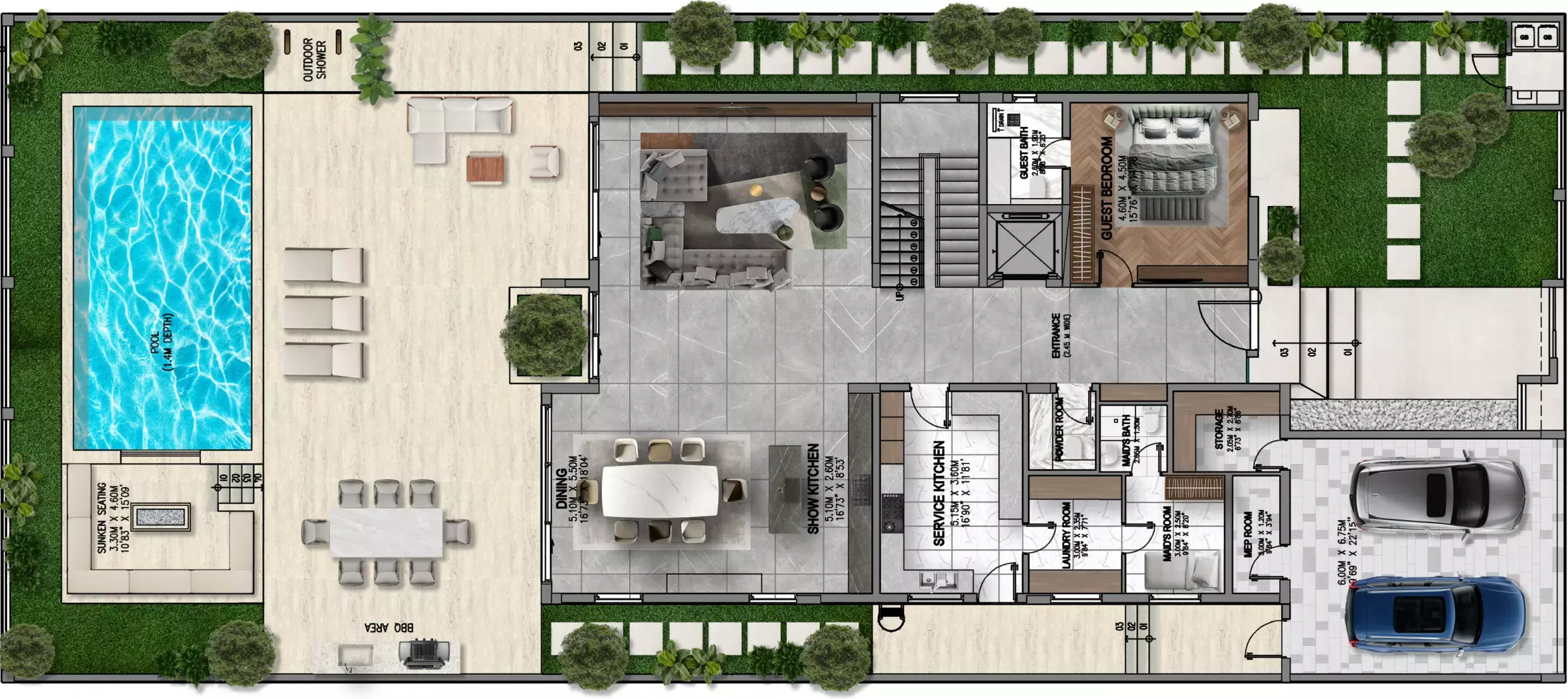 typeSize floor plan for Waterfront Villas by Alexander