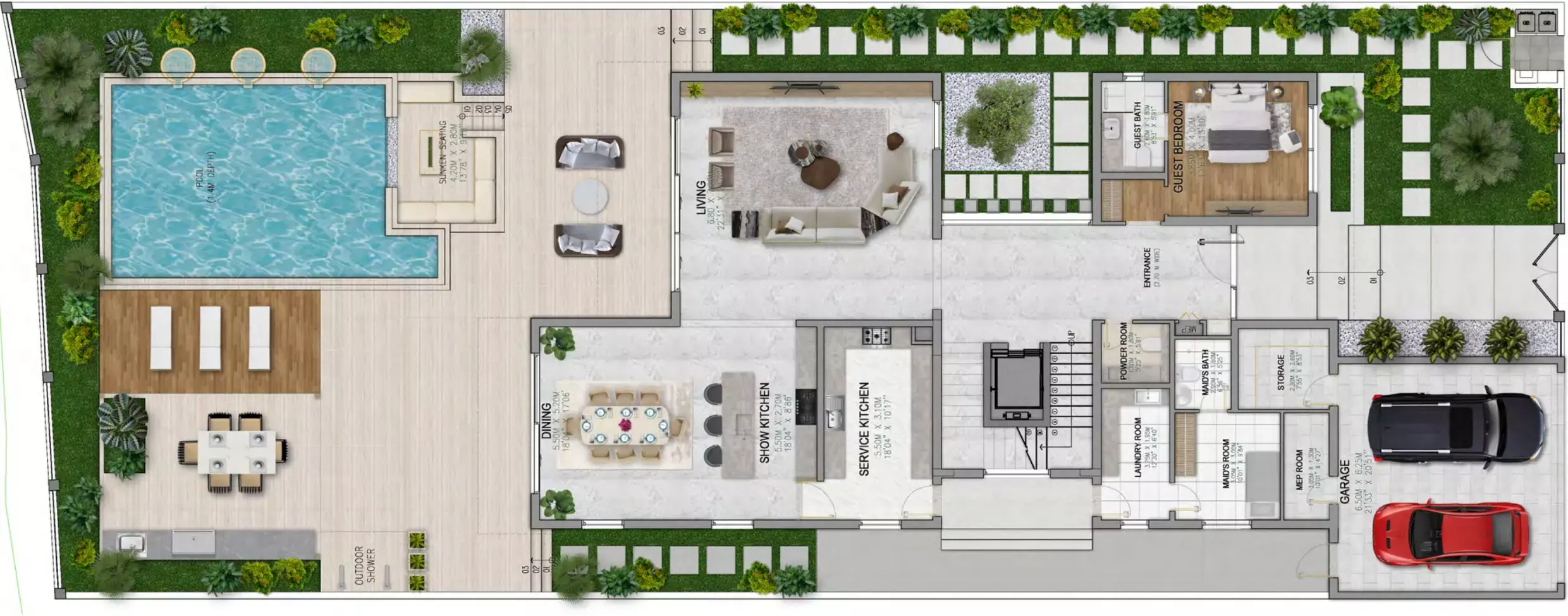 typeSize floor plan for Waterfront Villas by Alexander