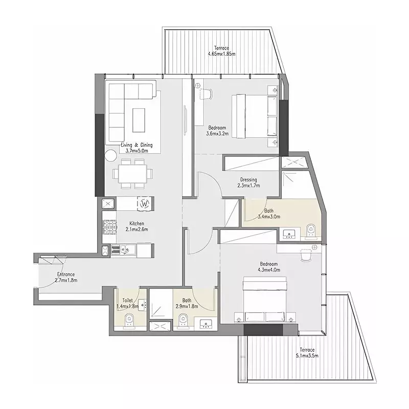 typeSize floor plan for Zenith Residences